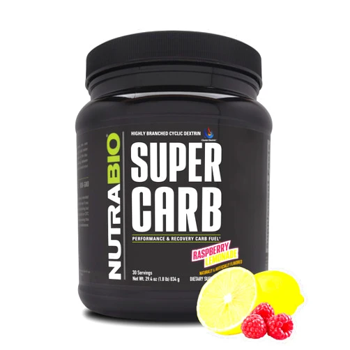 NutraBio Super Carb, Carbohydrate Powder with Cluster Dextrin & Electrolytes, Advanced Carb Supplement Powder for Workout Fuel,Performance, and Muscle Recovery,Cyclic Dextrin,Raspberry Lemonade, 30 Sv
