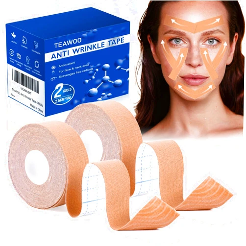 TEAWOO Anti-Wrinkle Tape | Facial Myofascial Lift Tape for Skin Firming, Toning & Tightening | Lift Tape for Face, Neck & Forehead | Smooths Wrinkles, Lifts Skin Anti-Aging Face Patches 2 rolls