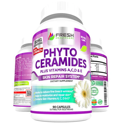FRESH HEALTHCARE Phytoceramides - 3 Month Supply - Plus Skin Vitamins A,C,D & E for Skin Repair & Rejuvenation - Anti Aging Powerhouse for Reduced Fine Lines & Wrinkles by Fresh Healthcare