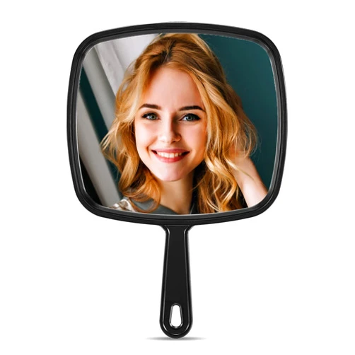 MIRRORNOVA Hand Mirror, Extra Large Barber Hairdressing Handheld Mirror with Handle for Salon, Square