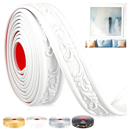 Sacubee Peel and Stick PVC Crown Molding Trim Flexible Molding Trim 13.1 ft x 1.8