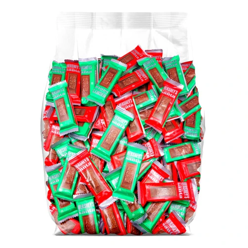 Yummy Chew Hershey Snack Size Milk Chocolate Santa Bars - 2lb Individually Wrapped Christmas Chocolate Candy Bulk Pack - Festive Chocolate Santas for Stocking Stuffers, Christmas Party Favors, and Holiday Gifting - 2 Pounds Bulk Christmas Candy
