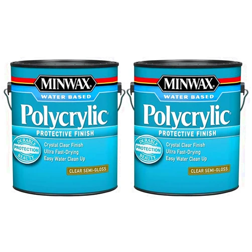 Minwax 2 Pack of 1 gal Minwax 14444 Clear Polycrylic Water-Based Protective Finish Semi-Gloss
