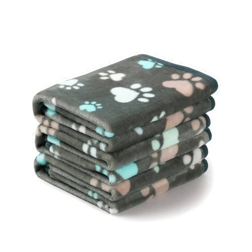 Luciphia 1 Pack 3 Blankets Fluffy Premium Fleece Pet Blanket Flannel Paw Printed Throw for Dog Cat(Small 23x16'', Grey)
