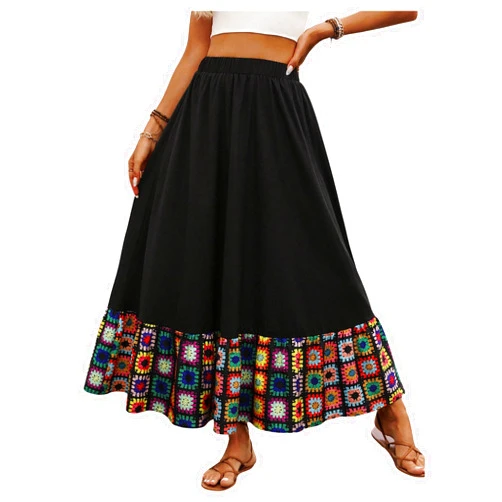 SweatyRocks Women's Floral Ruffle Maxi Skirts A Line High Waisted Vacation Boho Skirt