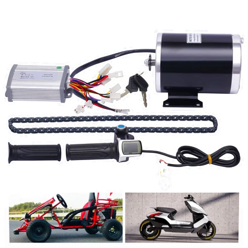 LIYUANJUN 48V 1000W Brush Motor Kit, Electric Bicycle Conversion Kit with Controller & Drive Handle&Chain & Regular Handle Cover & Keys for EVO Scooters Gokarts Motorized Bicycle Beach Bikes E-Bike