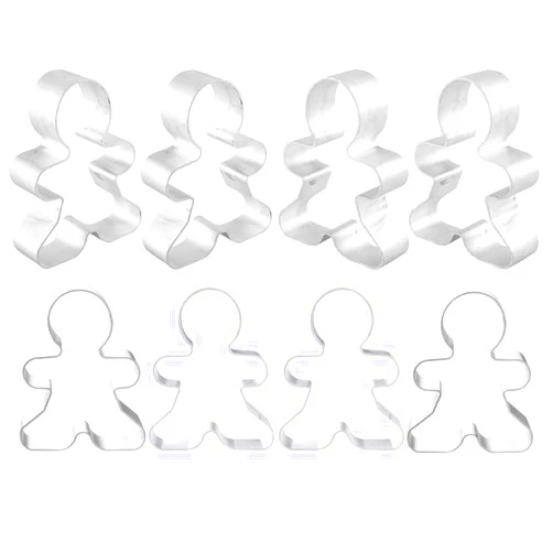SaktopDeco 8 Counts Gingerbread Metal Cookie Cutter Small Christmas Gingerbread Man Shaped Decorative Cookie Cutters Set
