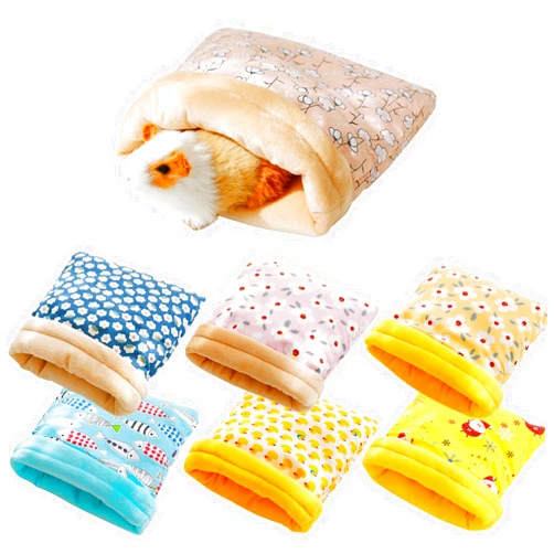 Yoxebo Hamster Sleeping Bag,Winter Soft Warm Bed Plush Small Pet Nest Snuggle Sack Hideout Pouch for Hedgehog Guinea Pig Squirrel Animals,Random Color Multi-colored 7.9x9.8 in