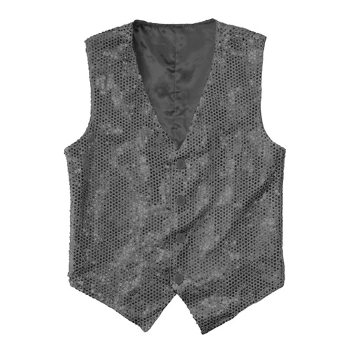 Carnavalife Men’s Sequin Vest V-Neck Sparkly Waistcoat for Disco Party, Halloween, Stage or Prom