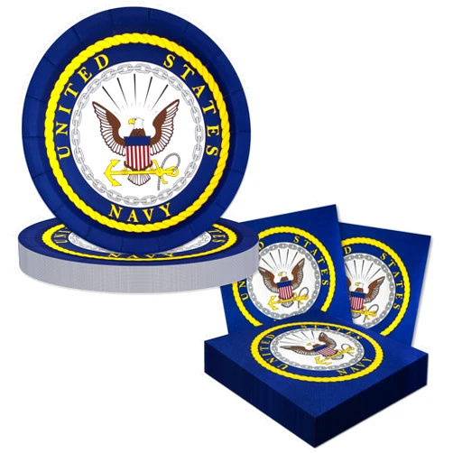 Havercamp U.S. Navy Party for 32 guests! Jumbo Set includes 32 Lg. 9” Plates & 32 Napkins. Make every Navy Celebration great! by Havercamp