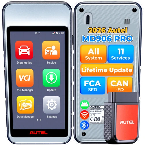 Autel OBD2 Scanner MaxiDiag MD906 PRO MD906PRO, All Systems Car Scanner Diagnostic Tool, Same as MD909 PRO BT Lite of MaxiCOM MK808S MX808S, 11+Resets, CAN FD, Up of MD808 PRO MD806, Free Update, FCA
