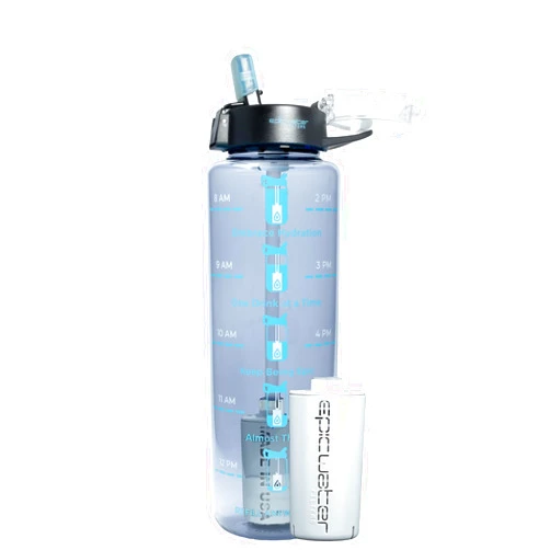 Epic Water Filters Epic Nalgene Filtered Motivational Water Bottle | Water Bottles With Times To Drink | USA Made Bottle and Filter | Dishwasher Safe | BPA Free with Time Marker | Removes 99.99% Tap Water Impurities