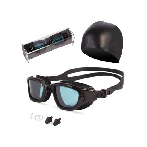 Hurdilen Swim Goggles, Goggles Adult with Swimming Cap, Nose Clip & Ear Plugs, UV Protection Anti-Fog Lens and Case for Adult