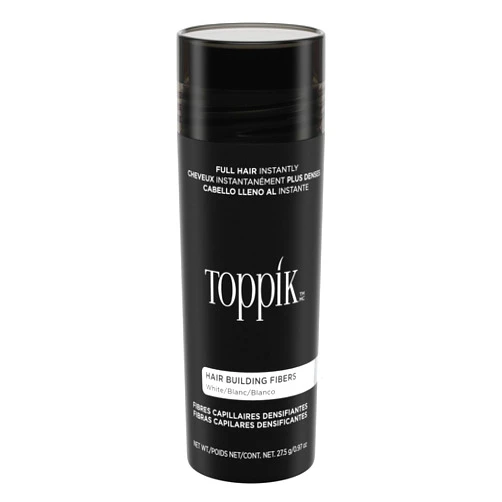 Toppik Hair Building Fibers, White, 27.5g, Fill In Fine or Thinning Hair, Instantly Thicker, Fuller Looking Hair, 9 Shades for Men & Women