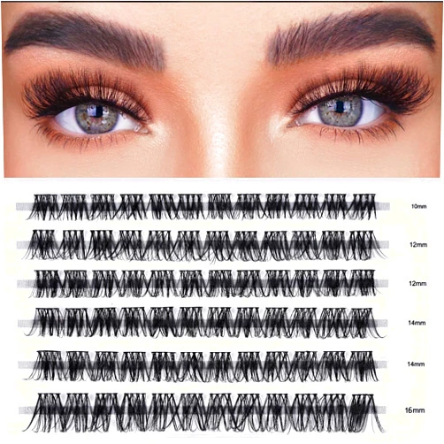 LANKIZ Lash Clusters, D Curl Individual Lashes, 72pcs DIY Lash Extensions,10/12/14/16mm Mix Length Soft & Natural Cluster Eyelash Extensions