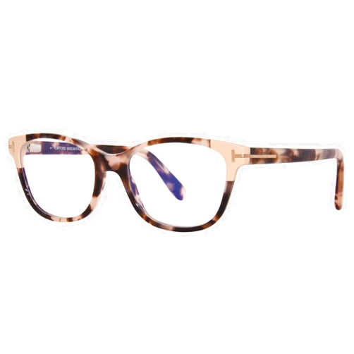 Tom Ford Eyeglasses Tom Ford FT 5638 -B 055 Shiny Vintage Pink Havana, Rose Gold/Blue Bl