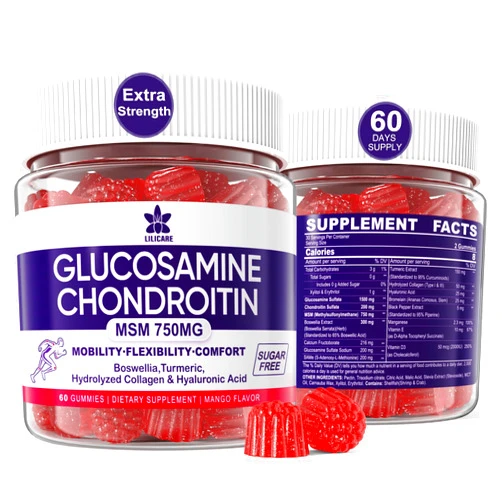 LILICARE Glucosamine Chondroitin Gummies with MSM, Boswellia Turmeric, Hydrolyzed Collagen & Hyaluronic Acid, Extra Strength Supplement for Mobility, Comfort, Flexibility, Cartilage and Bone Health, 120 Cts