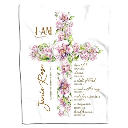 ZBIGTEE Custom Name Christian Blanket Baptism Gift Boy, Personalized Baby Boy Gift, Christening Gifts for Baby Boys, Girls, Godson - Baby Dedication Gifts from Godmother, Godfather, Nursery Decor