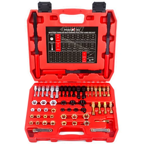 Pikwo 56Pcs Thread Restorer Kit, Rethread Repair Tool, UNC UNF & MetricThread Chaser Set with Thread Pitch Gauge