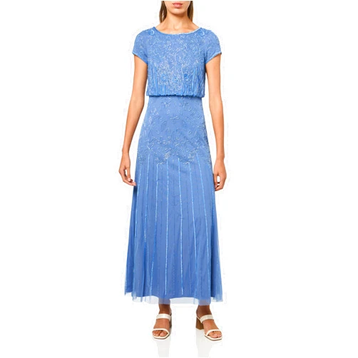 Adrianna Papell Women's Short Sleeve Beaded Gown
