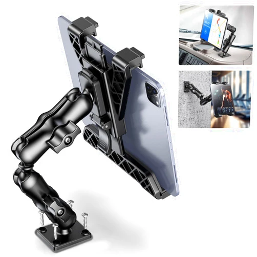 OHLPRO Tablet Holder for Truck, Heavy Duty iPad Mount for Drill Base 360°Adjustable 2-Stage Arm Car Stand for All 7