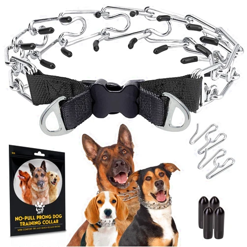 PET JETT PetJett Prong Collar for Dogs - No Pull Choke Collar for Dogs, Pinch Collar for Dog, Adjustable Training Collar & Walking Tool for Small, Medium, or Large Breed - Stainless Steel Metal Choker Chain