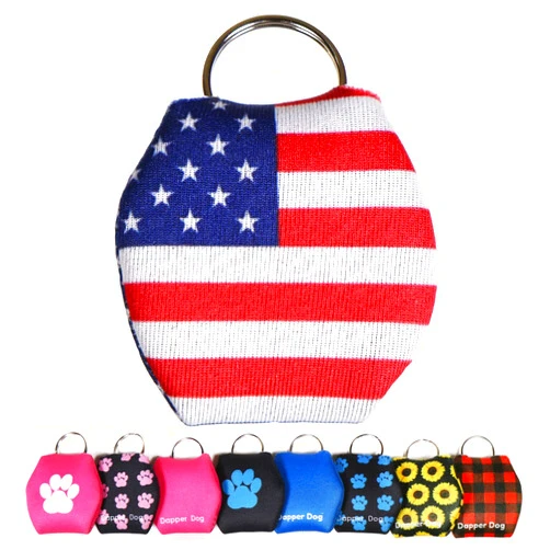 SilenTags Dapper Dog - Dog Tag Silencer with Tag Ring (US Flag)