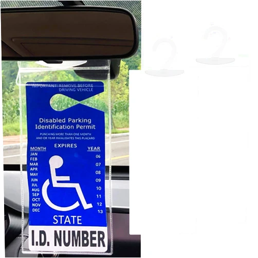 Tobenbone 2 PCS Handicap Placard Holder, Transparent Disabled Sign Holder with Large Hook, Automotive Disabled Placard, Disabled Sign Rack Hanging Transparent Protective Cover