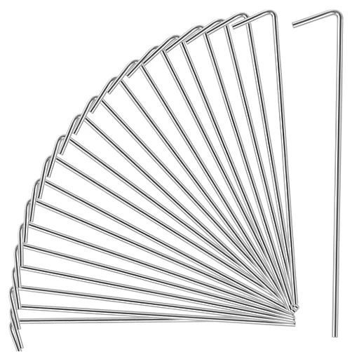 Oligei 23 Pack Tent Stakes, Stakes for Outdoor Decorations, Tent Stakes Heavy Duty, Metal Stakes, Tent Garden Stakes for Gardening & Canopies, Outdoor Christmas Decorations