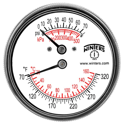 Winters Instruments Winters TTD Series Steel Dual Scale Tridicator Thermometer with 2