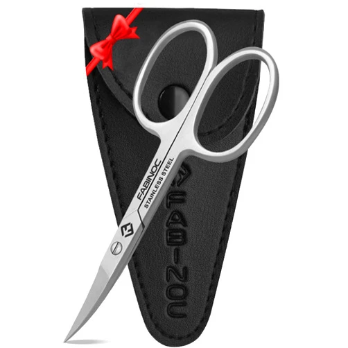 FABINOC Curved Nail Scissors for Women & Men – German Quality Stainless Steel – Small Manicure Pedicure Scissors for Fingernail, Toe Nail, Eyebrows & Mustache