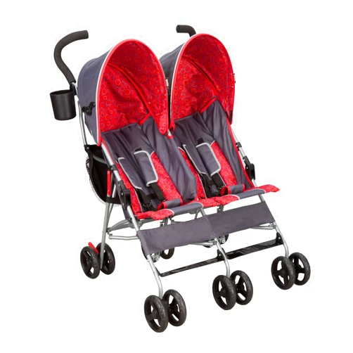 Delta Children LX Side by Side Stroller - with Recline, Storage & Compact Fold, Grey