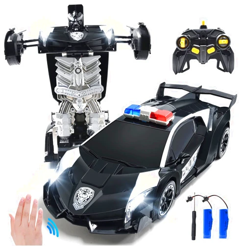 Jeestam RC Cars Robot for Kids Remote Control Transformrobot Car Toys with Gesture Sensing One-Button Deformation Auto Demo, 1:14 Scale 360° Rotation Light Music, Best Gift for Boys Girls (Black)