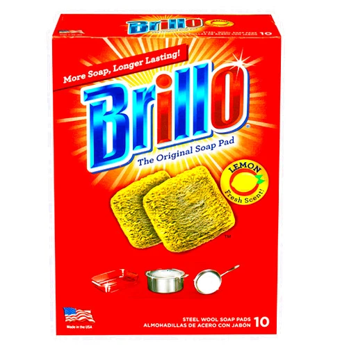 Brillo Steel Wool Soap Pads, Long Lasting, Lemon Scent Cleaning (Lemon, 10 Count (Pack of 1))