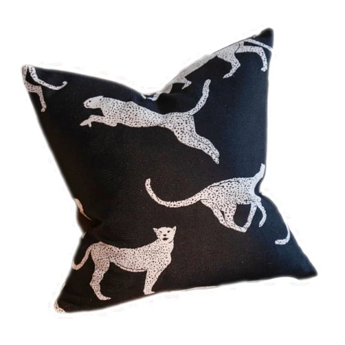 Croker Horse 20x20'' inches Throw Pillow Cushion Covers - Black Embroidery Leopard Cheetah Luxury Modern Style Couch Sofa Pillow Cover for Living Room Bedroom