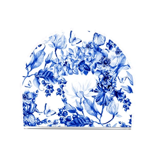 QwThum Napkin Holder for Table，Upright Napkin Dispenser Kitchen Acrylic Tissue Napkin Dispensers Cocktail Napkin Holders Hotel Restaurant Home Outdoor Decor 1 Pcs Blue and White