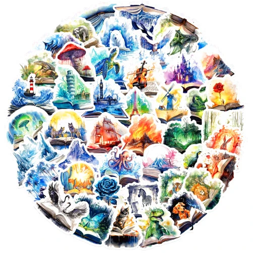 PRETTY SUNSHINE 50pcs Anime Stickers for Water Bottles, Aesthetic Book Stickers for Laptop, Kindle, Journal, Scrapbook, Skateboard, Luggage, Graffiti Waterproof Vinyl Sticker Decals for Teens and Adults