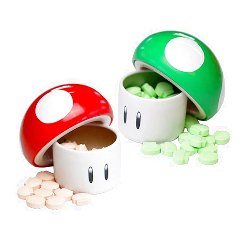 Super Mario Bros. Super Mario Bros Mushroom Sour Candy. One (1) Mushroom Collectible Mushroom Tin. Sour Cherry or Green Mushroom Shaped Candies 1 RANDOM TIN PER ORDER