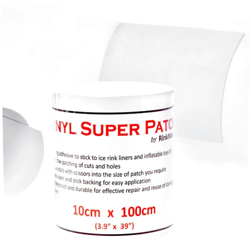 RinkMaster Vinyl Super Patch, Adhesive Patches for Ice Rink Liner Repair, Hockey & Skating Supplies, White, 3.9-inch x 39-inch Roll, by RinkMaster