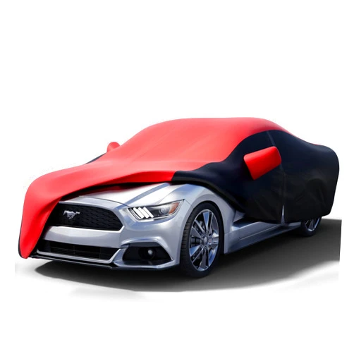 KAKIT Waterproof Car Cover for 1994-2023 Ford Mustang, Custom Fit Mustang Cover with Door Zipper No Faded UV Resistant for Outdoor/Indoor (Red & Black Combo)