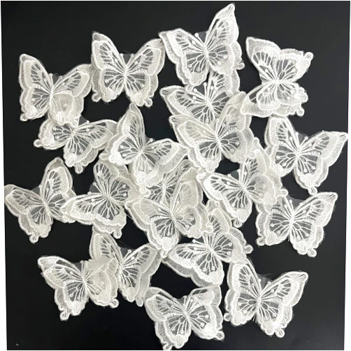 ELLA MAMA 20pcs Pack Butterfly emb lace Trim (Butterfly)，3D Embroider.