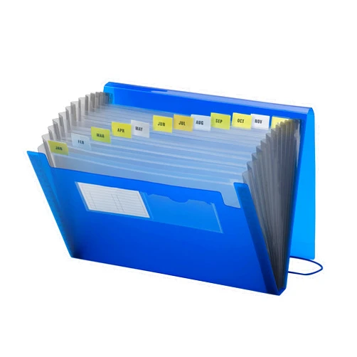 Smead Poly Expanding File, 12 Pockets, Flap and Cord Closure, Letter Size, Blue (70876)