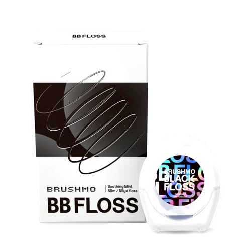 Brushmo Black Floss (BB Floss), US Dentist-Designed Oral Care, Stain-Absorbing, Woven Expanding Dental Floss with Natural Wax to Prevent Gum Disease, Non-Toxic PTFE & PFAS Free, 1 spool (55 yd)