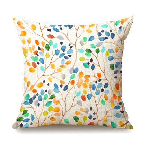 Solekla Colorful Leaves Spots on Branches Decorative Throw Pillow Cover Pillow Case Cushion Case 18 x 18 Inch for Living Room,Couch and Bed