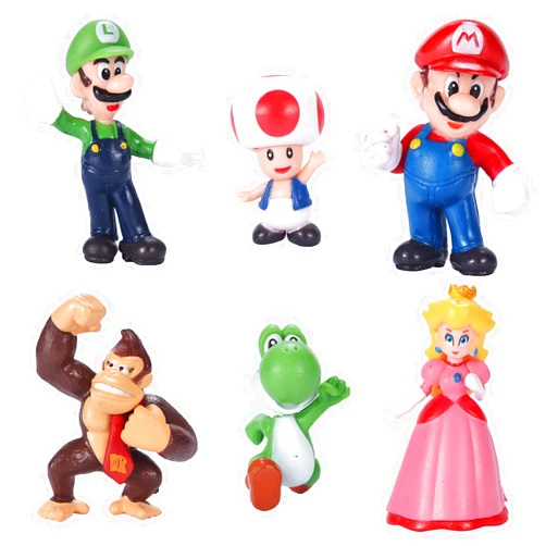 JNZCH Mario Toys Bros Super Mary Princess, Turtle, Mushroom, Orangutan, Playsets （Pack of 6 2