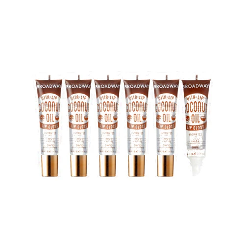 Ruby Kisses Broadway Vita-Lip Clear Lip Gloss (Coconut Oil 6 Pack), Ultra-Hydrating & Soothing Formula with Vitamin Oils, High-Shine Non-Sticky Finish, Healing Glossy Lip Balm Locks in Moisture