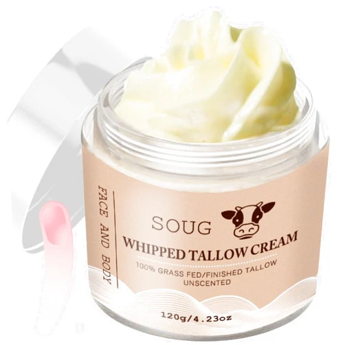 JIAYINGJIA Beef Tallow for Skin, Tallow and Honey Balm, Grass-Fed Beef Tallow Moisturizer, Whippted Tallow Balm with Shea Butter, Unscented Moristurizer Face Cream, Nourish and Hydrate Skin