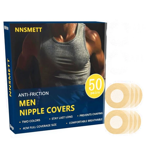 NNSMETT 100Pcs(50 Pairs) Men's Nipple Cover, Nipple Covers for Men No Show, Nipple Guard Mens, Mens Nipple Covers Tape, Mens Nipple Cover Hider Anti-Chafing, for Running, Fitness, Daily Wear