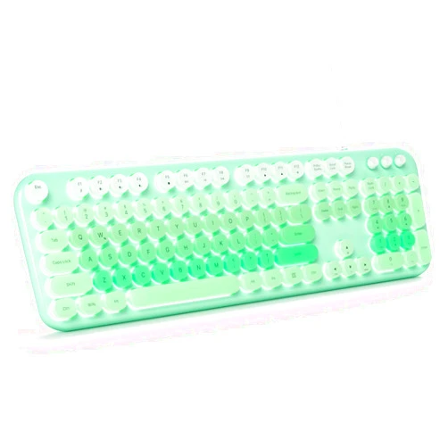 MOWUX Wired Keyboard with Backlit, Light Up Computer Keyboards with Multimedia Keys, Full Size Wired Keyboard With Illuminated LED, Plug and Play, Anti-Wear Letters for Laptop, Desktop- Green Colorful