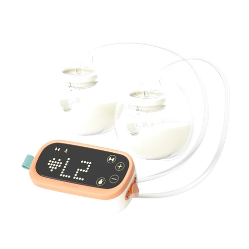 Phanpy E-Shine New Cup Wearable Hands Free Breast Pump, 4 Modes 8 Levels, High Performance Touch Screen with Different Emos, 24 mm Flange and 20mm Insert Included, Silicone, Transparent,black,orange
